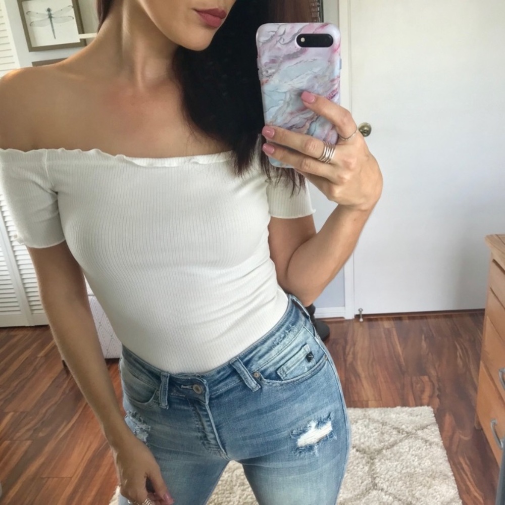 Ribbed Off Shoulder Top